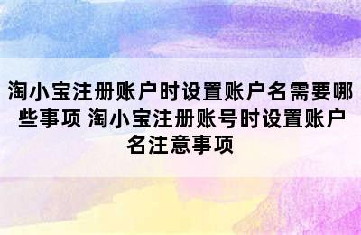 淘小宝注册账户时设置账户名需要哪些事项 淘小宝注册账号时设置账户名注意事项